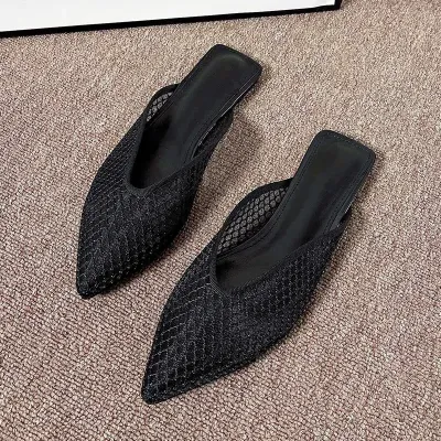  NET CELEBRITY POINTED FLAT SANDALS 